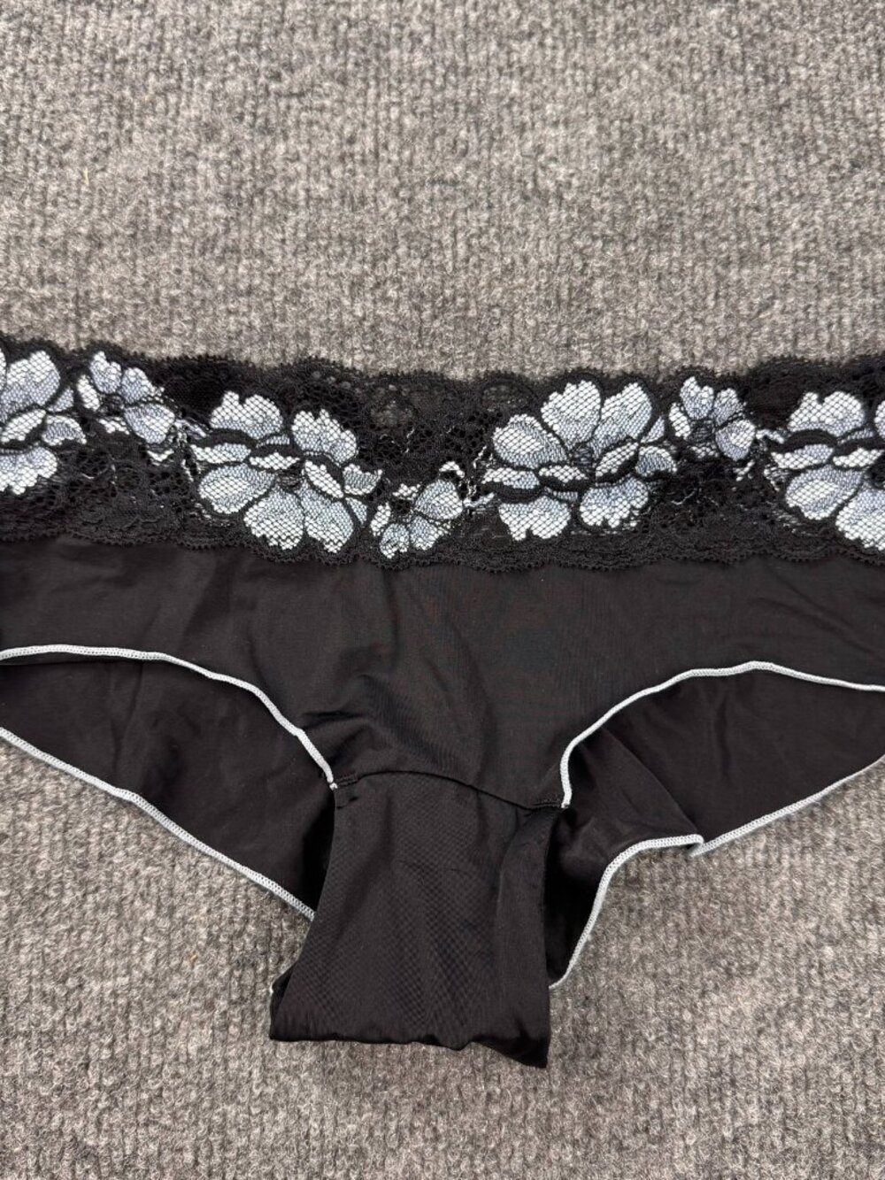 Adore Me Women's Floral Lace Waist Cheeky Panties Black Silver Size XS New